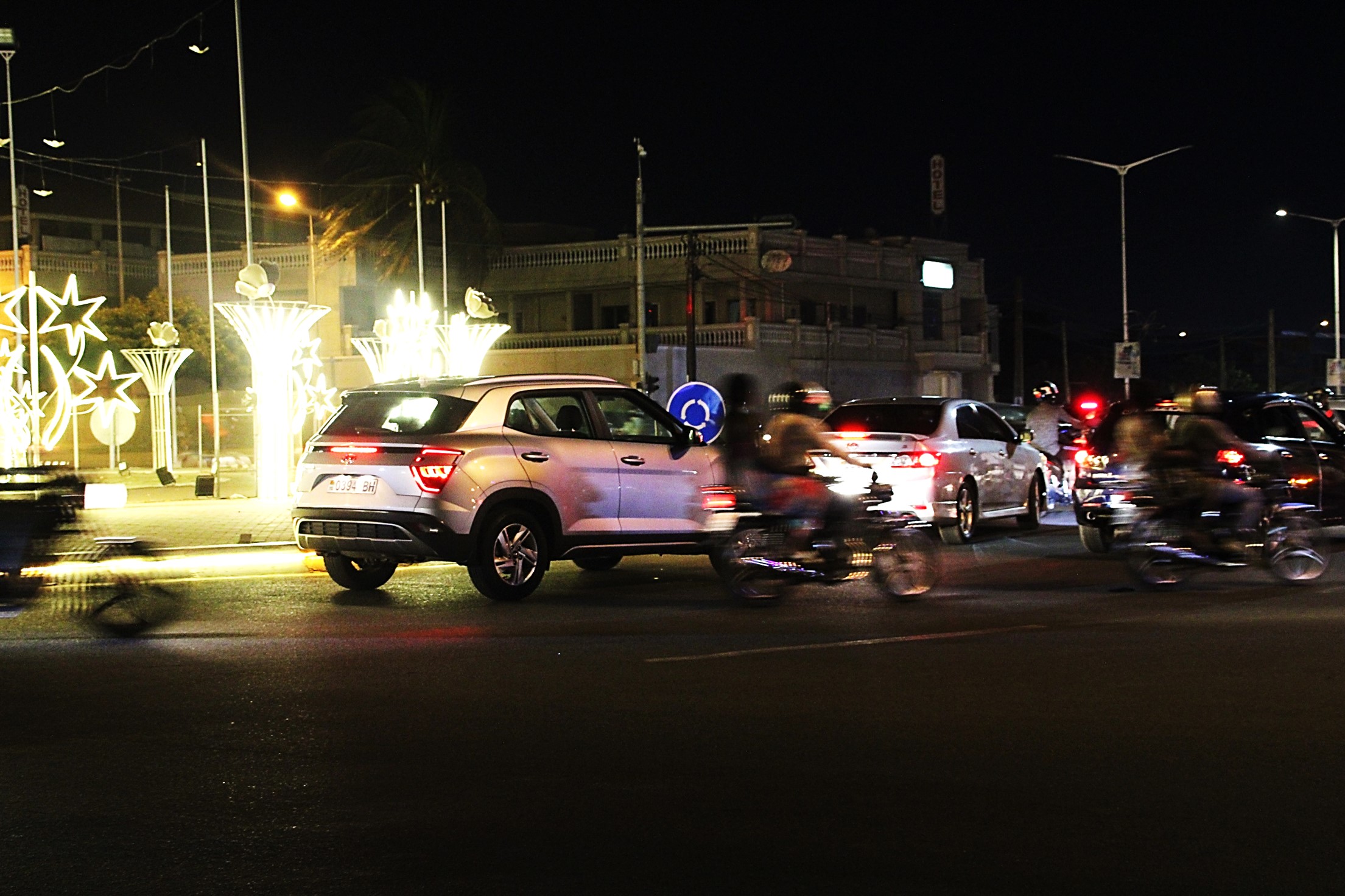 circulation pendant la nuit à Lomé